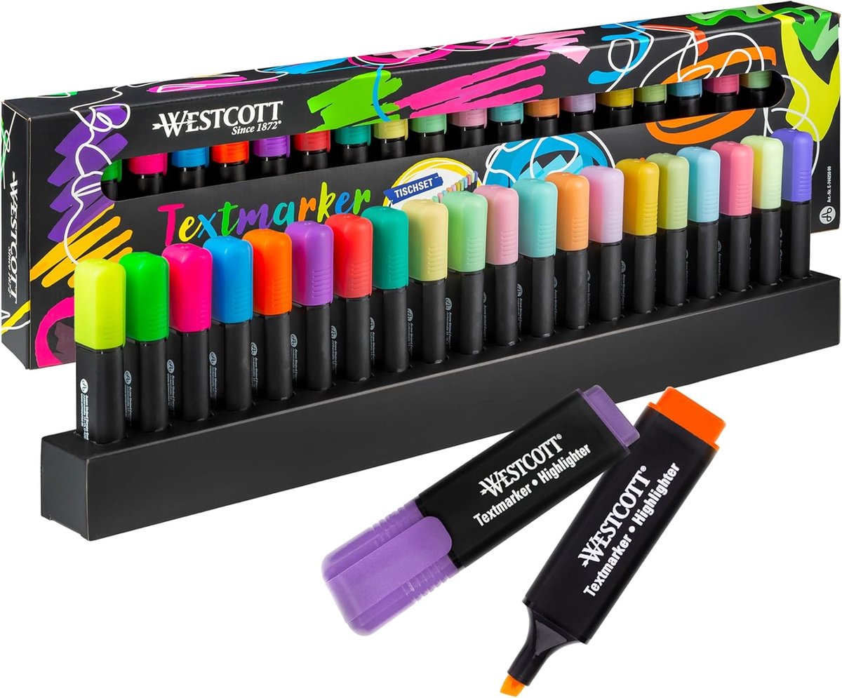 Thijox - 20 Stuks Markeerstiften Set - Neon en Pastel Highlighter Markers - Lijndikte 2-5 mm - Premium Inkt voor Kantoor en Creatieve Projecten - Orga