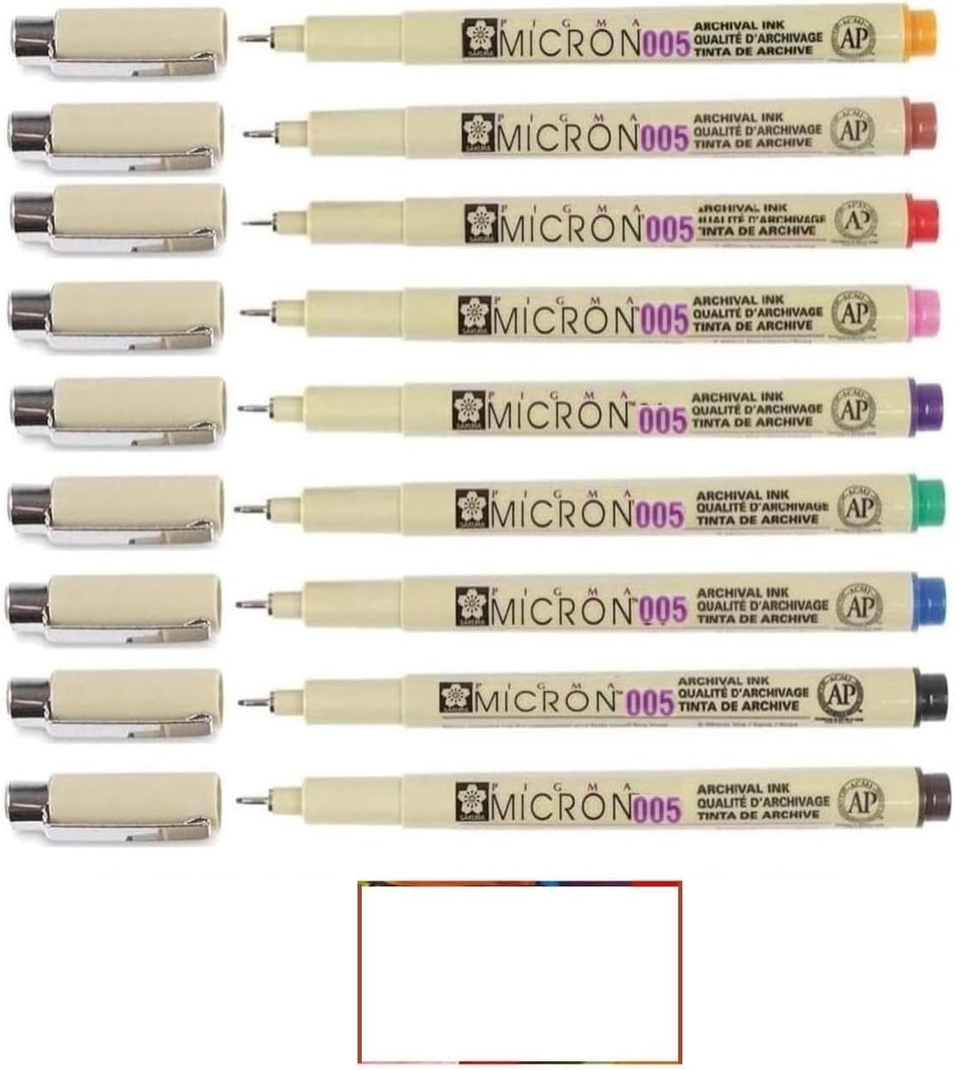 SnelShoppen - Set van 9 Kleurrijke Fineliners - Pigma MICRON Sakura 005 - Perfect voor Creatief Tekenen, Schrijven en Handlettering - Inclusief 1 Lege