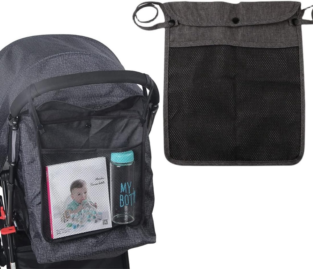 Multifunctionele Organiser voor Kinderwagens met Ruimte voor Babyspullen en Winkelaccessoires