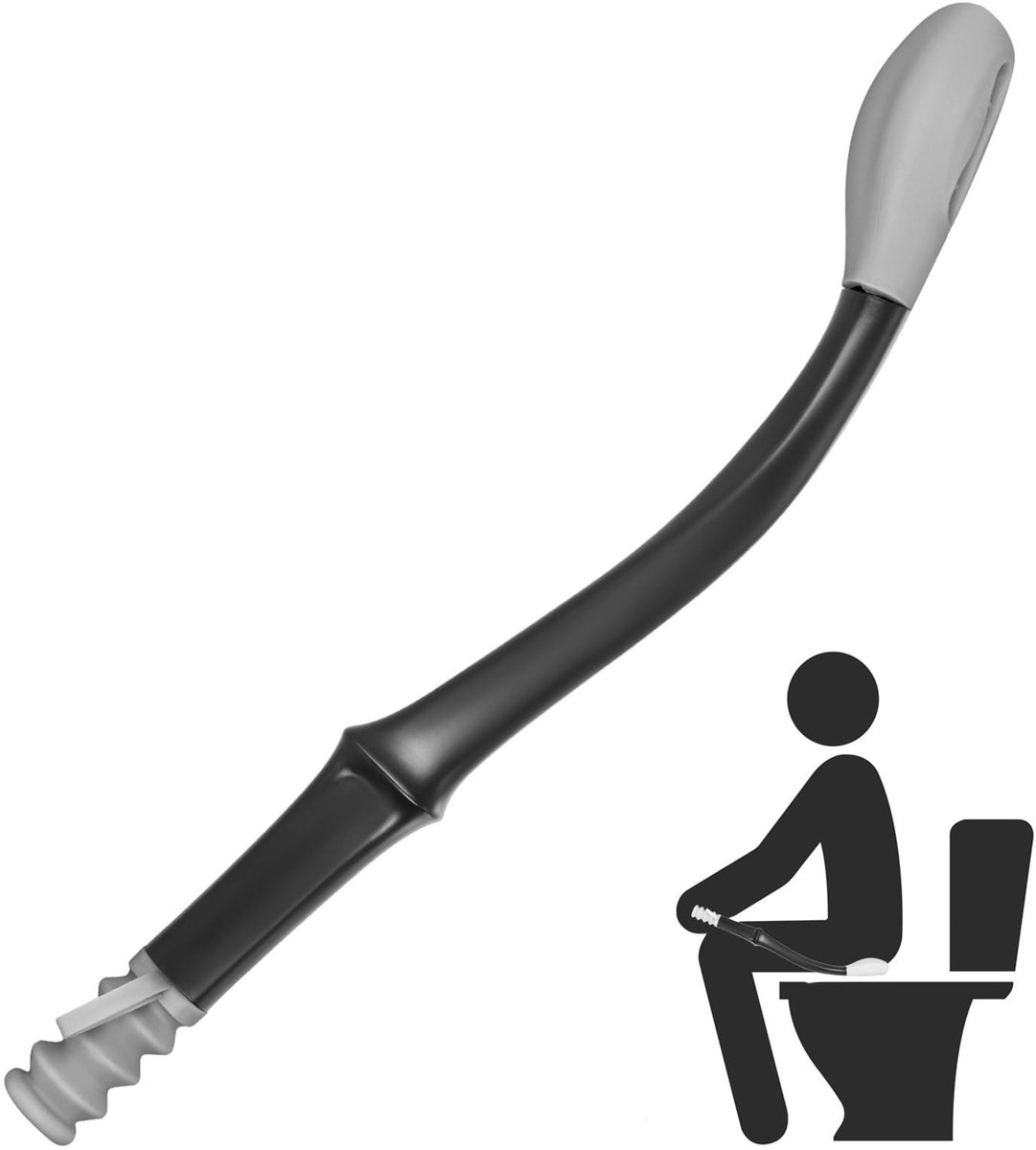Inovra- Toilethulpgereedschap 15 Inch - Onderste Wisser - Ergonomisch Ontwerp - Stevige Kunststof Handgreep - Siliconen Veegkop - Hygiënisch Gebruik - Toiletwisser