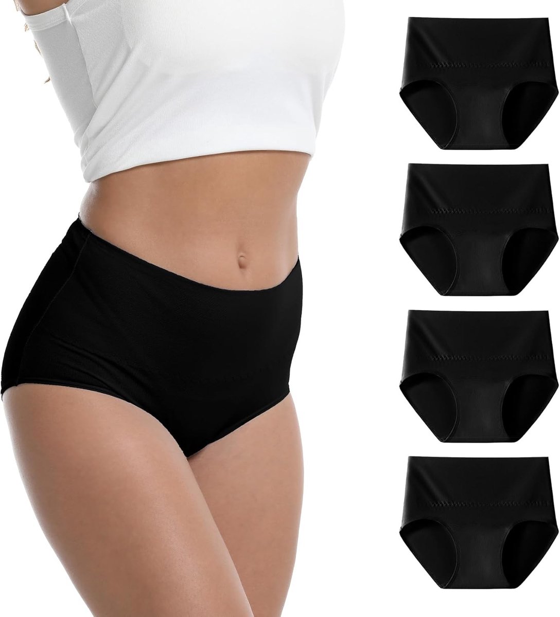 Hoge Taille Katoenen Ondergoed voor Vrouwen met Stretch, Ademend en Comfortabel Dubbel Laag Ontwerp, Zacht en Vochtregulerend voor Dagelijks Gebruik