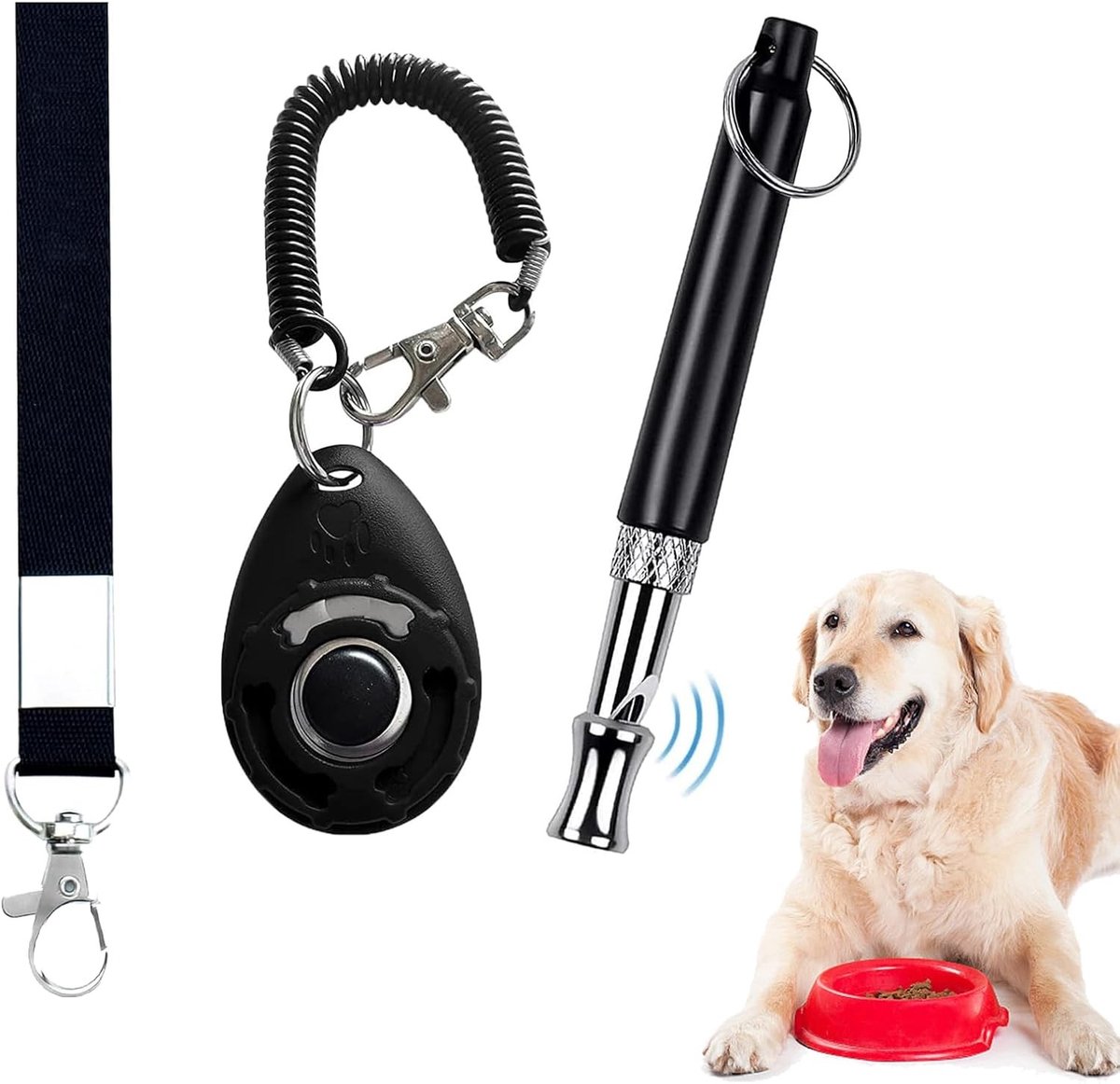 Hondenfluit en Clicker Set voor Effectieve Training, Supersonische Fluit voor Terugroepen, Instelbare Frequentie en Stoppen met Blaffen, Ideaal voor Puppy en Hondengedrag