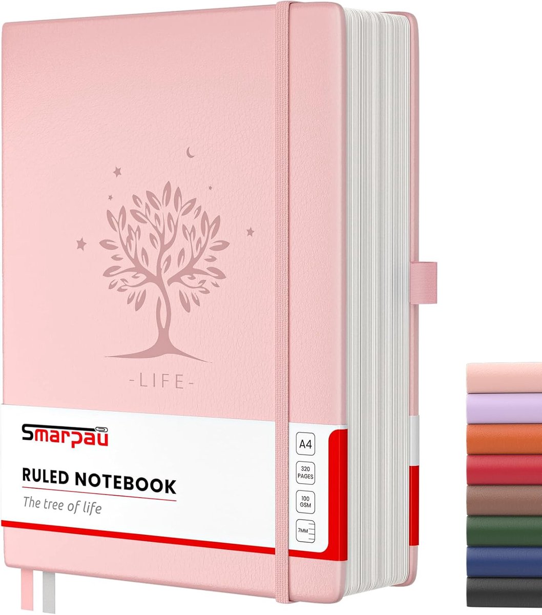 SnelShoppen - A4 Notitieboek Gelinieerd - 320 Pagina's - 100 g/m² Papier - Roze - Perfect voor Aantekeningen, Dagboek en Schrijven - 21,5 x 28 cm