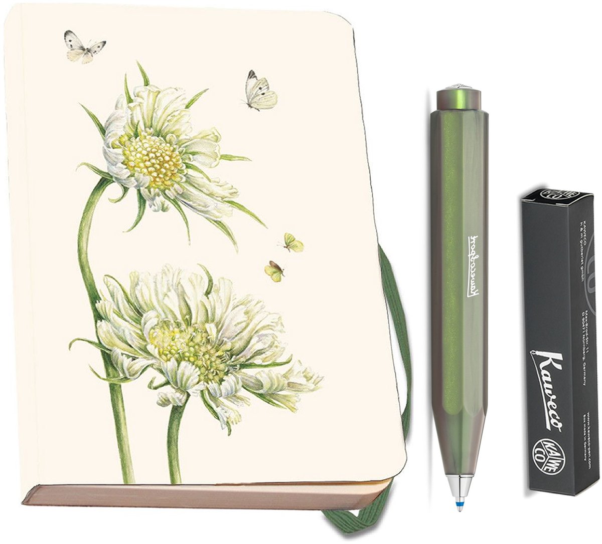 Kaweco - Bekking & Blitz - Schrijfwarenset - NOTEBOOK KLEIN 9,5X15 harde kaft groen - Balpen Shadow Green
