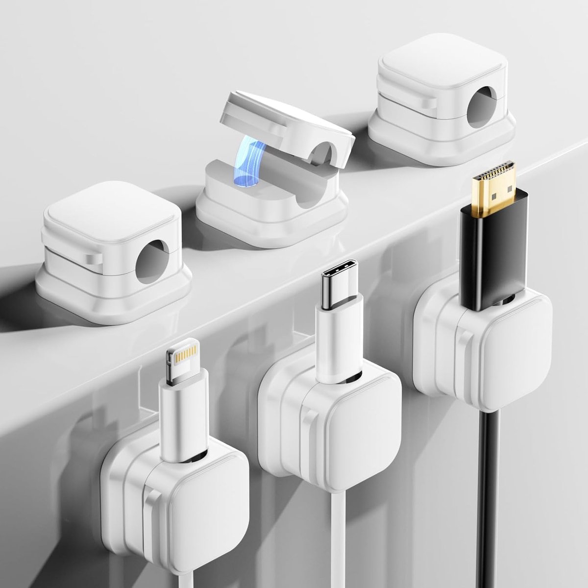 SnelShoppen - 6 Stuks Kabelhouders Desk Kabel Organizer Magnetische Telefoon Oplaadkabel Organizer voor Bureau Bedtafel Audio Oplaadkabels Kantoor Aut