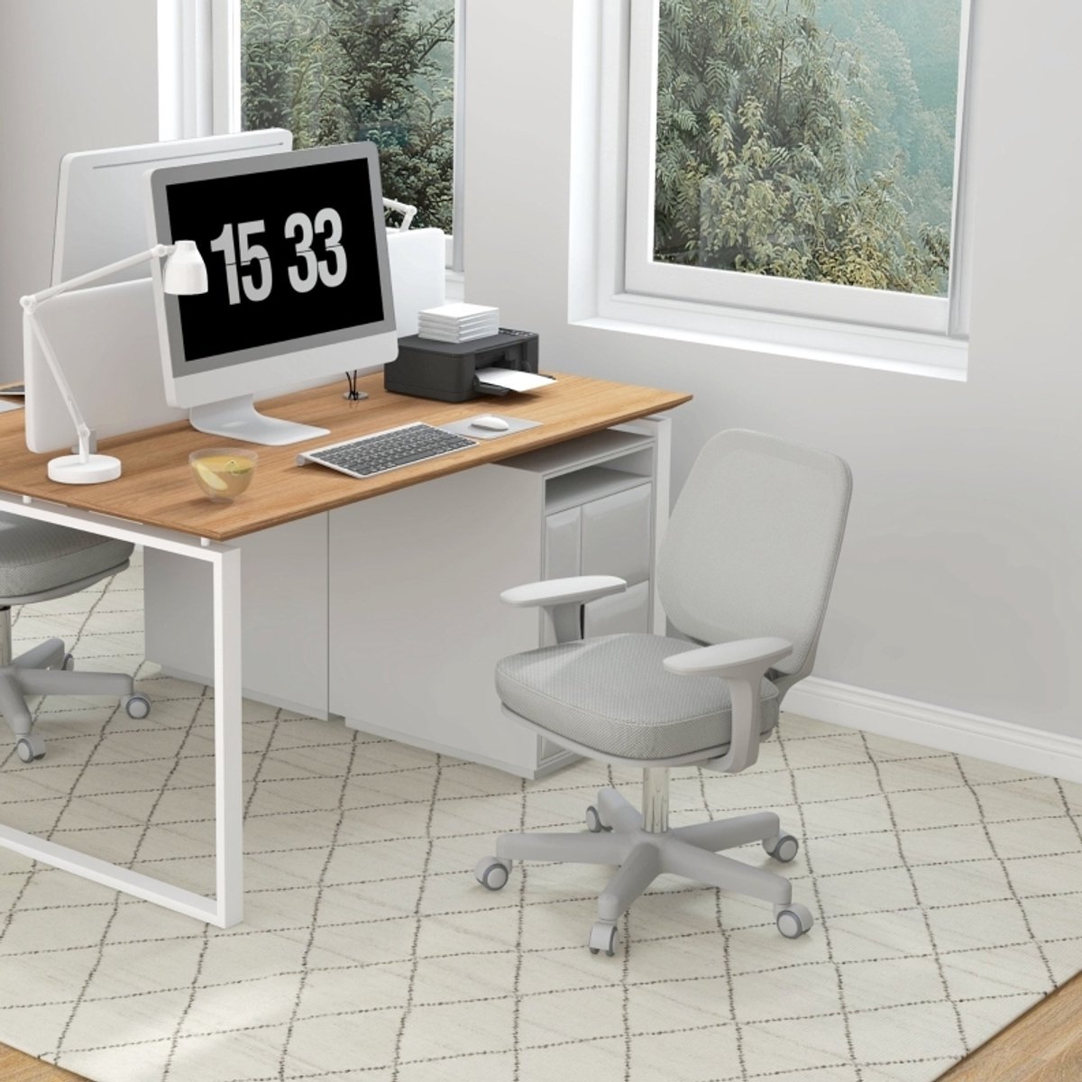 MEUNIQ ergonomische bureaustoel met netrug, draaifunctie en hoogteverstelling 55 x 48 x 82,5-94,5 cm, bureaustoel voor werkplek of studeerkamer, grijs