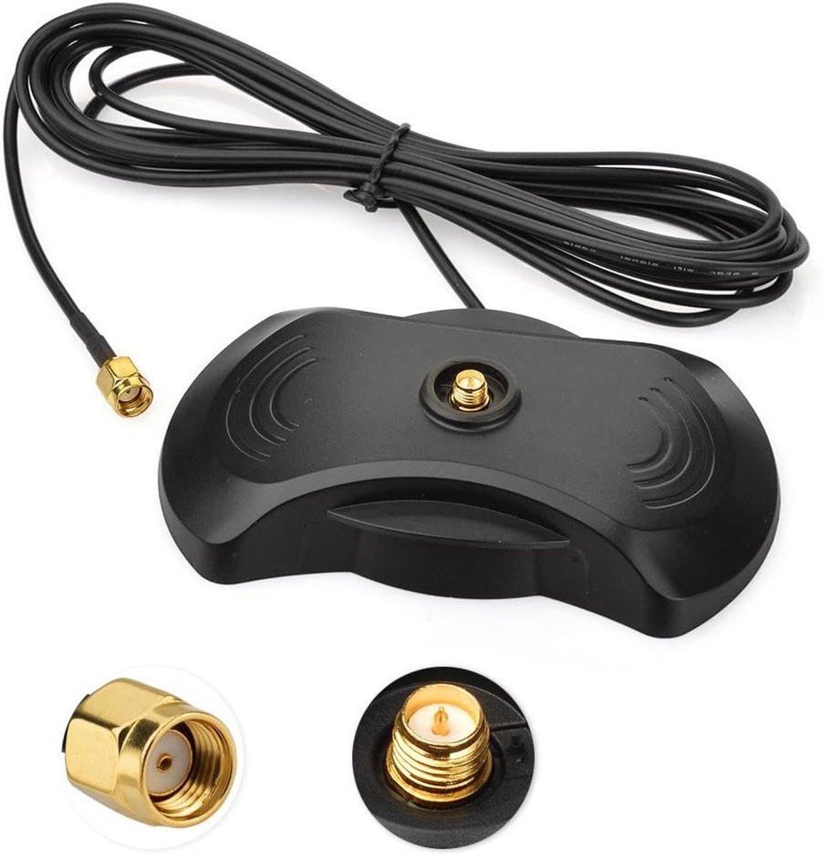Wifi Antenne Verlengsnoer - Magnetische Basis - Draadloze Signalen Verbeteren - RG174 Kabel - 2.5 Meter - Zwart