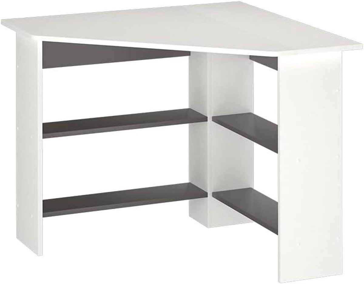 Hoekbureau - Werktafel - Thuiswerken - Ruimtebesparend ontwerp - 90 x 90 cm - Wit/antraciet