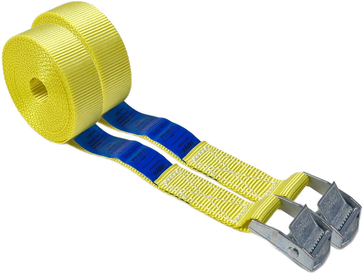 BCF-Products - Spanbanden - 5 meter - 2 stuks - Geel - Sjorband - Spanriem - Bindriem - met Gesp