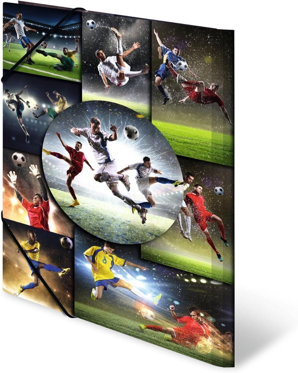 Verzamelmap Set - Opbergmap Tekeningen - Documenten Opslaan - Stevig Karton - DIN A3 - Voetbal