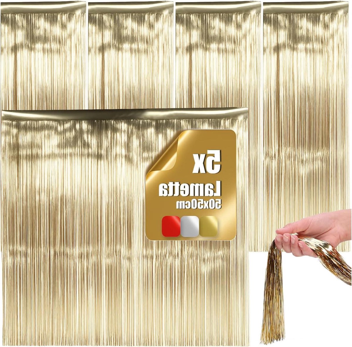 Kerst slingers - Lametta decoratie - Kerstboom versieren - Gladde glanzende draden - 50 x 50 cm - Champagne