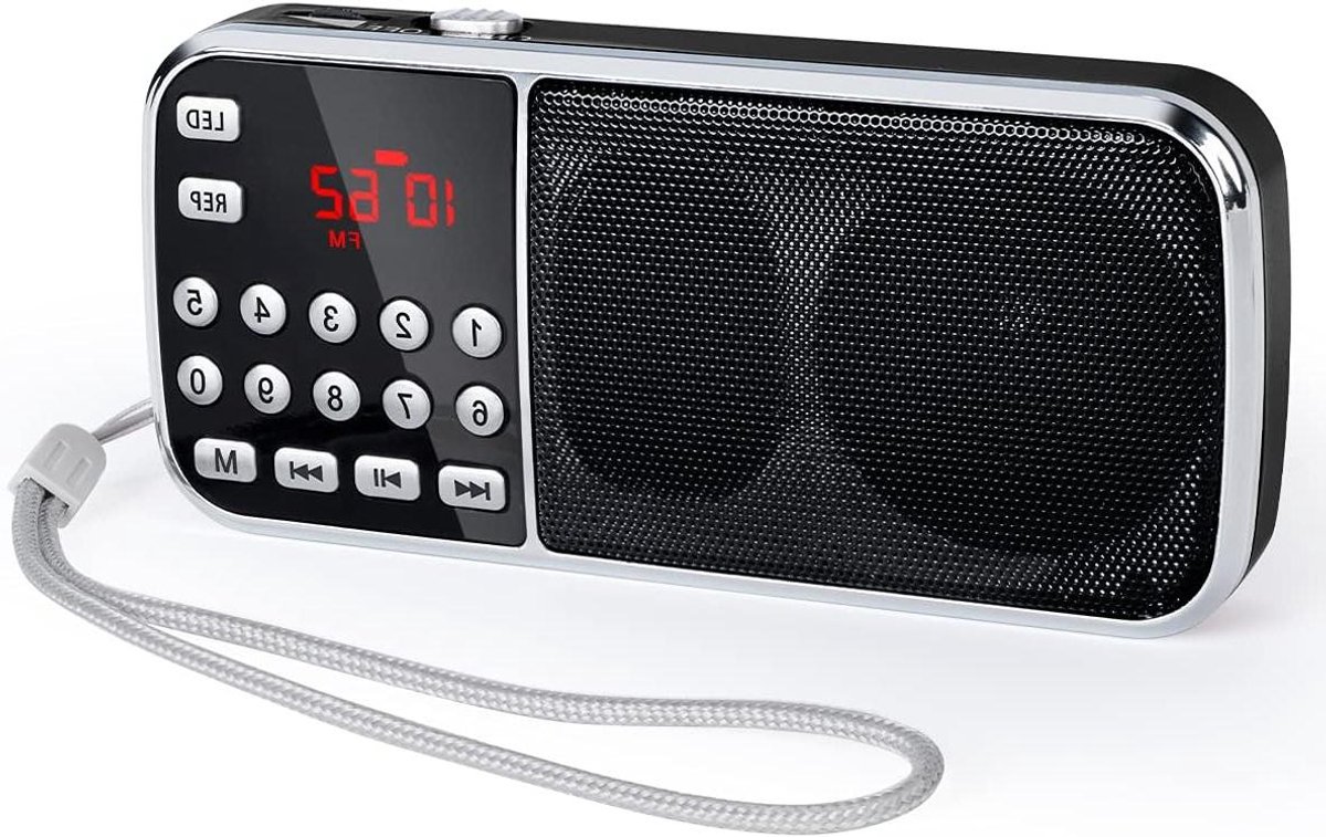 Draagbare Radio - Mini Radio - Muziek Luisteren - Dubbele Luidspreker - 126 x 59 x 25 mm - Zwart