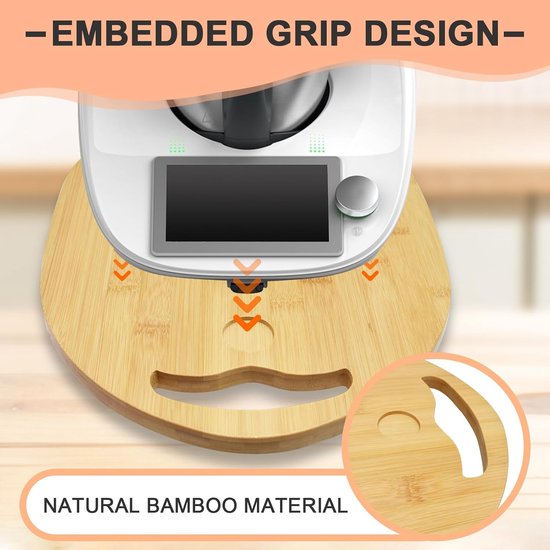 Keukenmachine Plank - Houten Glider - Apparaat Verplaatsen - Met Wielen - 36 cm - Houtkleur — afbeelding 2