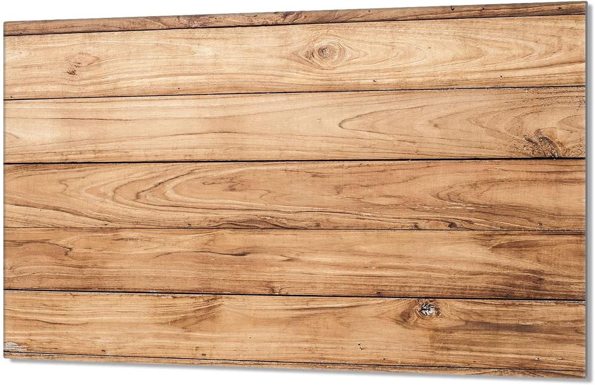 Kookplaatafdekking - Glazen plaat - Keukenwerkblad - Krasbestendig - 80x52 cm - Hout design