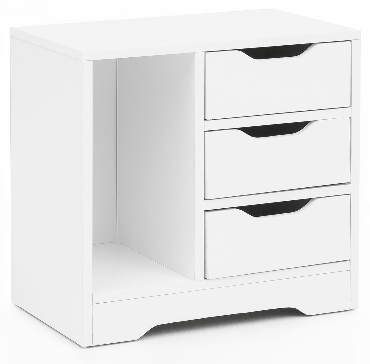 Ervesto Nachtkastje WL5.708 - Nachtkast - Wit Mat 49x50x30 cm - 3 Laden En Opbergruimte - Moderne Slaapkamer