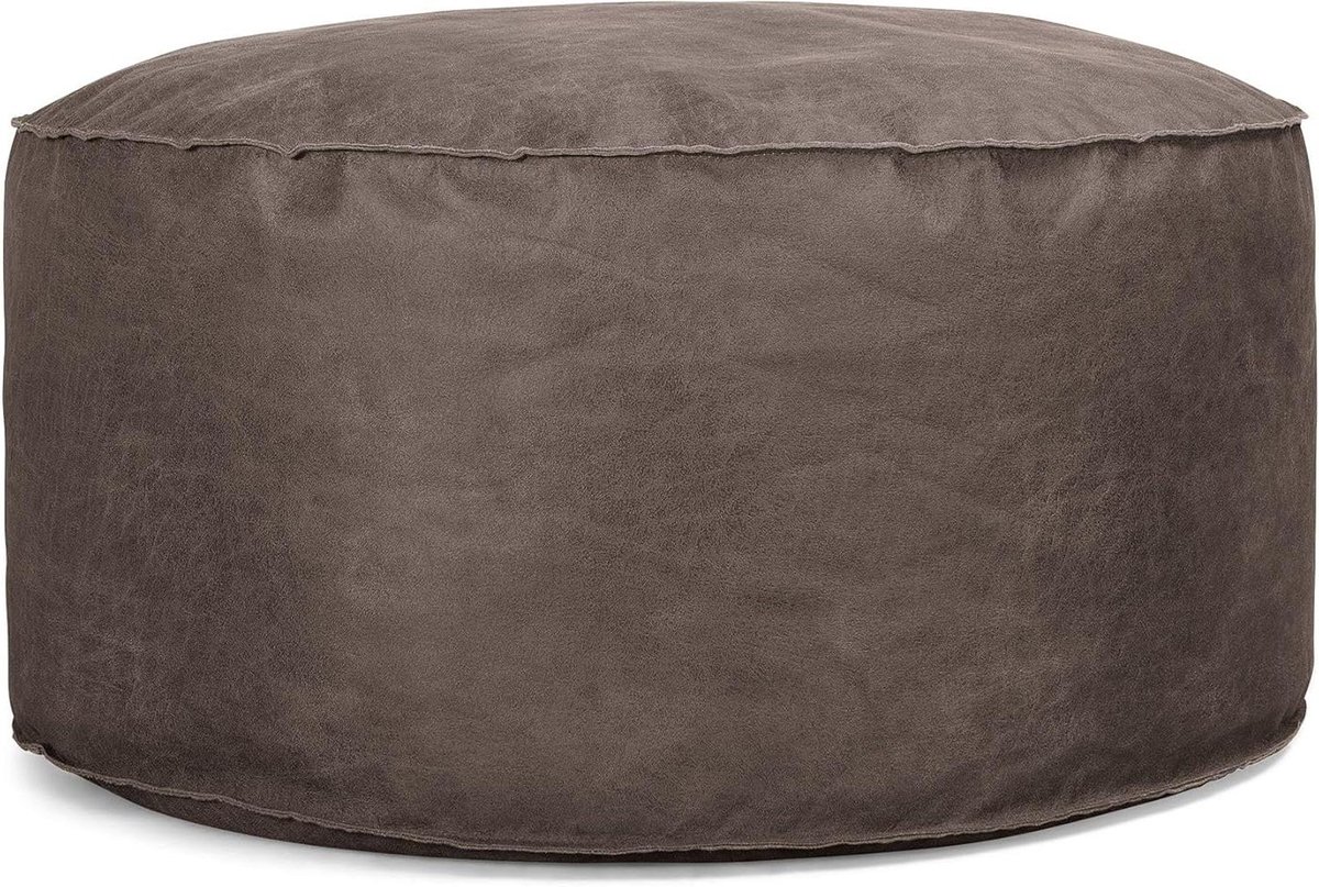 Ronde Poef - Zetel Poef - Woonkamer Decoratie - Kindveilige Rits - 30x65cm - Grijs