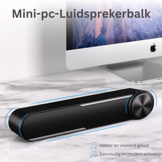 CRLYN® Soundbar PC - Speaker Computer - Plug & Play - Zwart van CRLYN — afbeelding 2