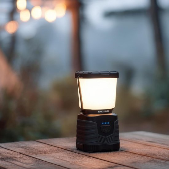 Thijox - LED Campinglantaarn 1000 Lumen met 4 Lichtmodi - Draagbare Waterbestendige Buitenlamp met 360° Verlichting - Ideaal voor Camping, Tuin, Feest — afbeelding 3
