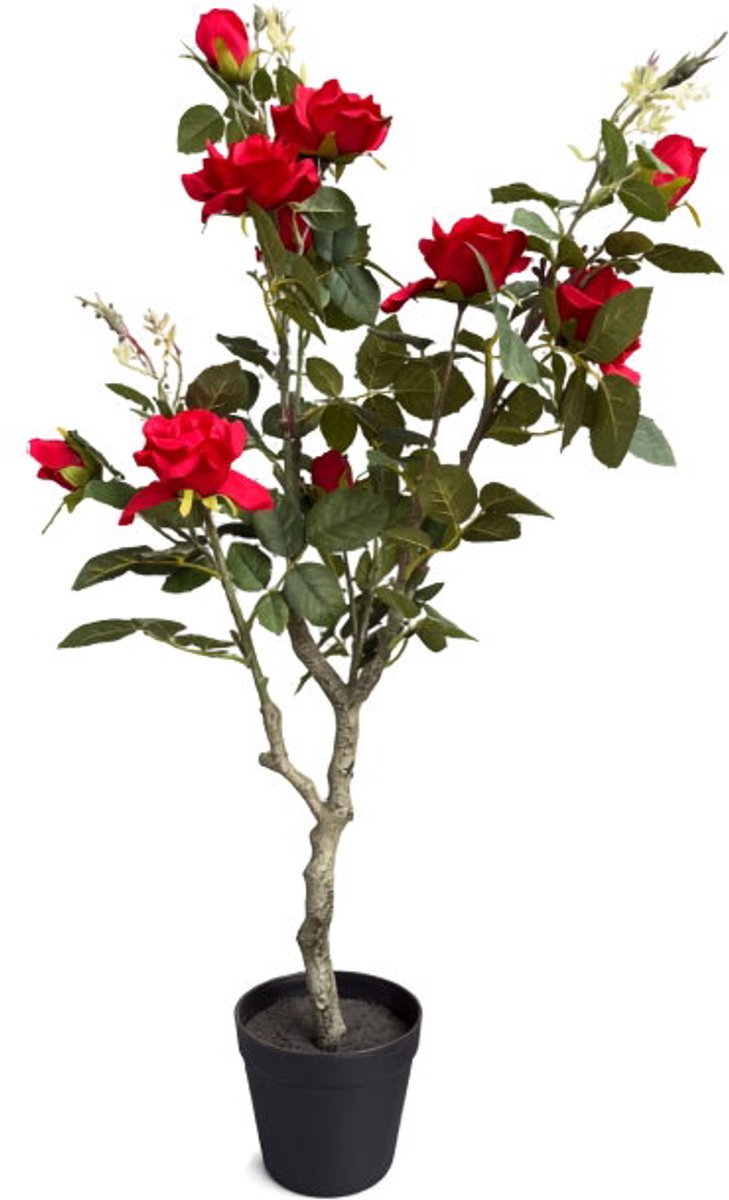 Roos rood in pot H 96 cm kunstplant Oosterik Home