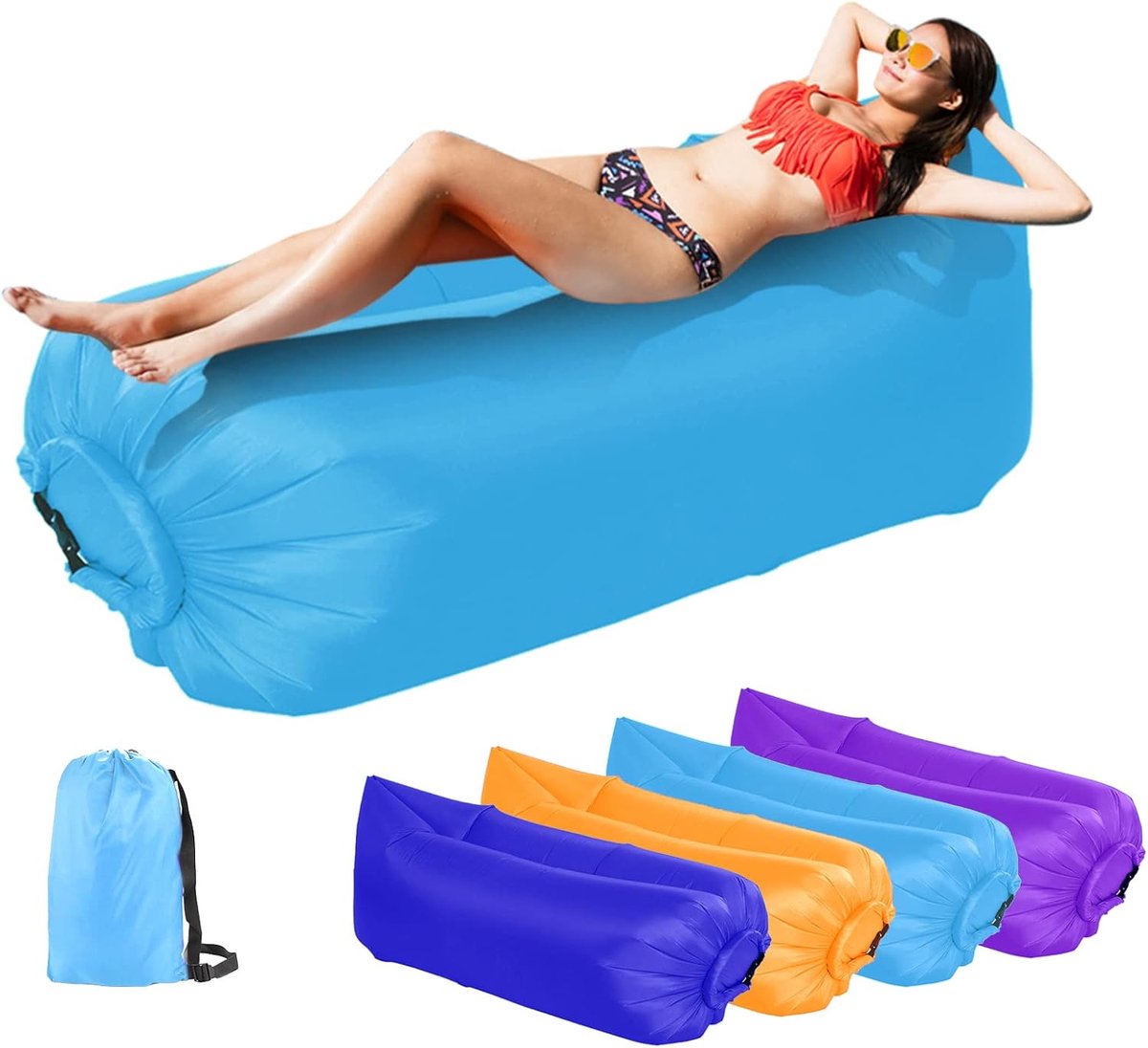 Thijox - Opblaasbare Luchtbank 235x72 cm - Waterdichte Air Lounger voor Camping, Strand, Park en Wandelen - Compacte Draagtas - Belastbaarheid tot 300