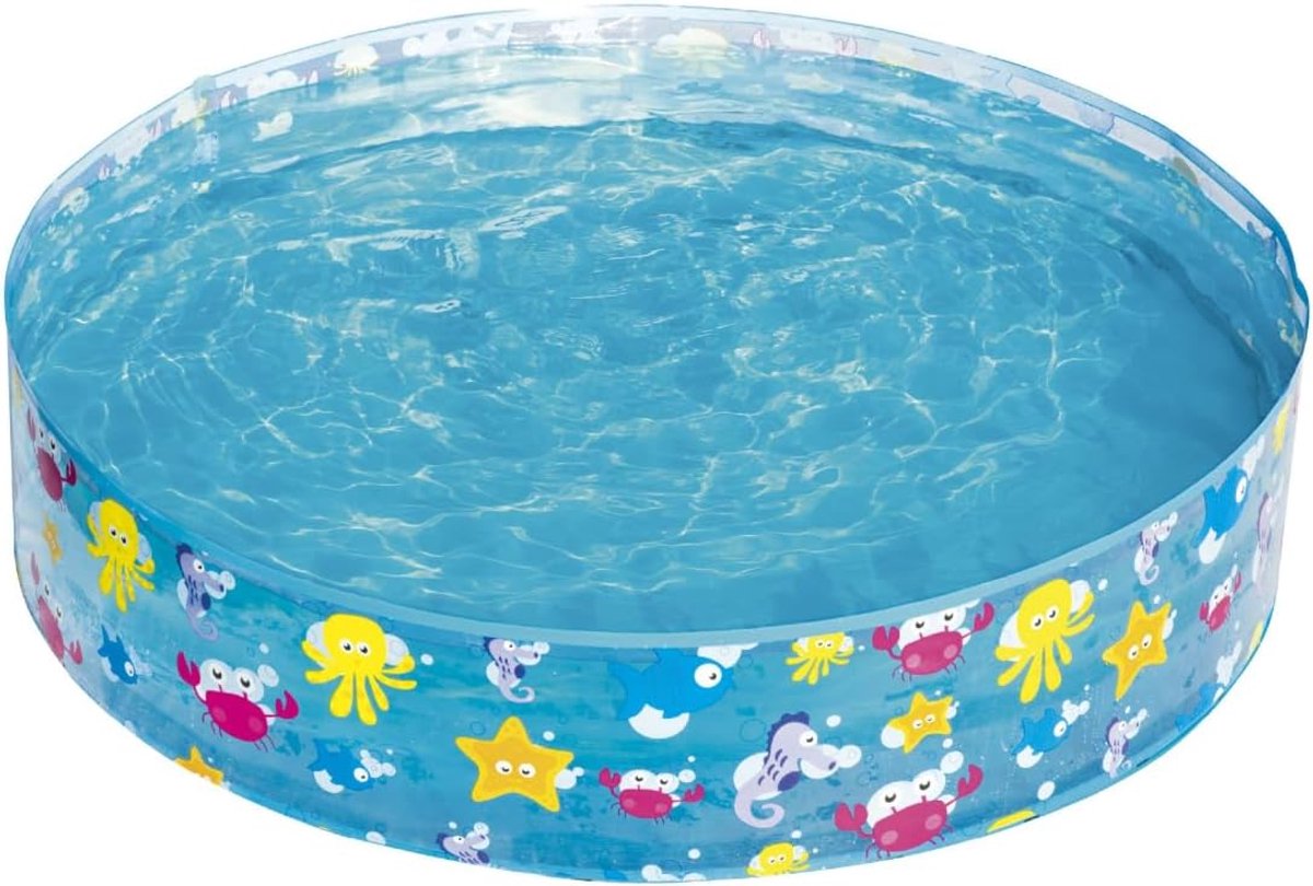 Thijox - Opblaasbaar Kinderzwembad 25 x 121 x 121 cm - Perfect voor Kinderen - Ideaal voor Tuin, Feest & Zomerplezier - Duurzaam PVC - Blauw