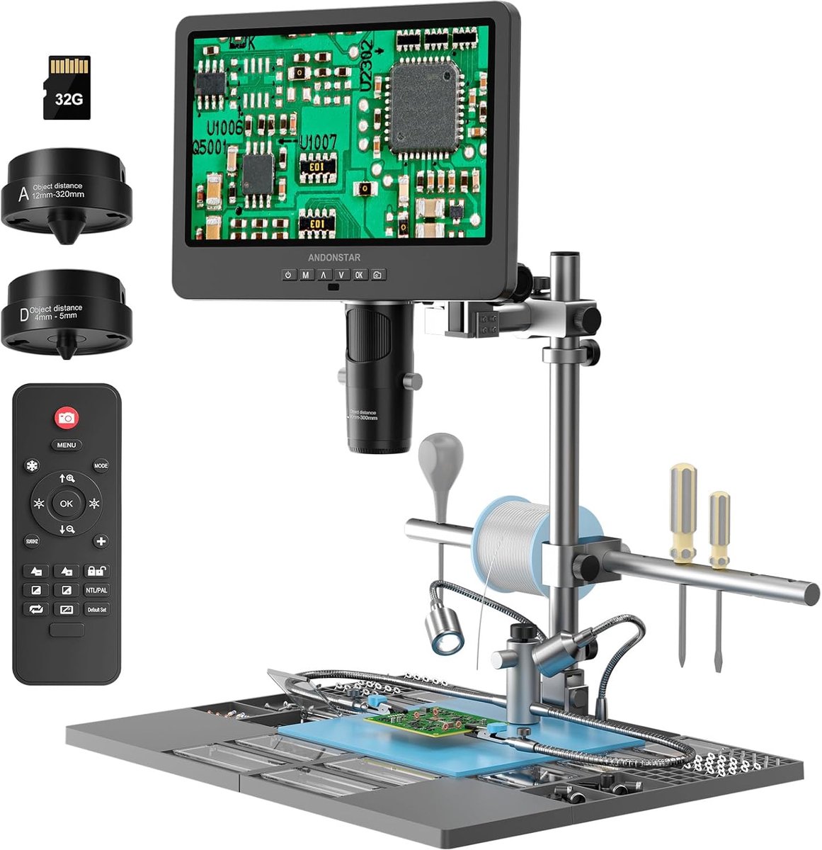 Thijox - Digitale Microscoop voor Solderen 10.1'' HDMI, 2000x Vergroting, 2160P UHD Video Record, Solderen Microscoop Station met Helpende Handen en 3
