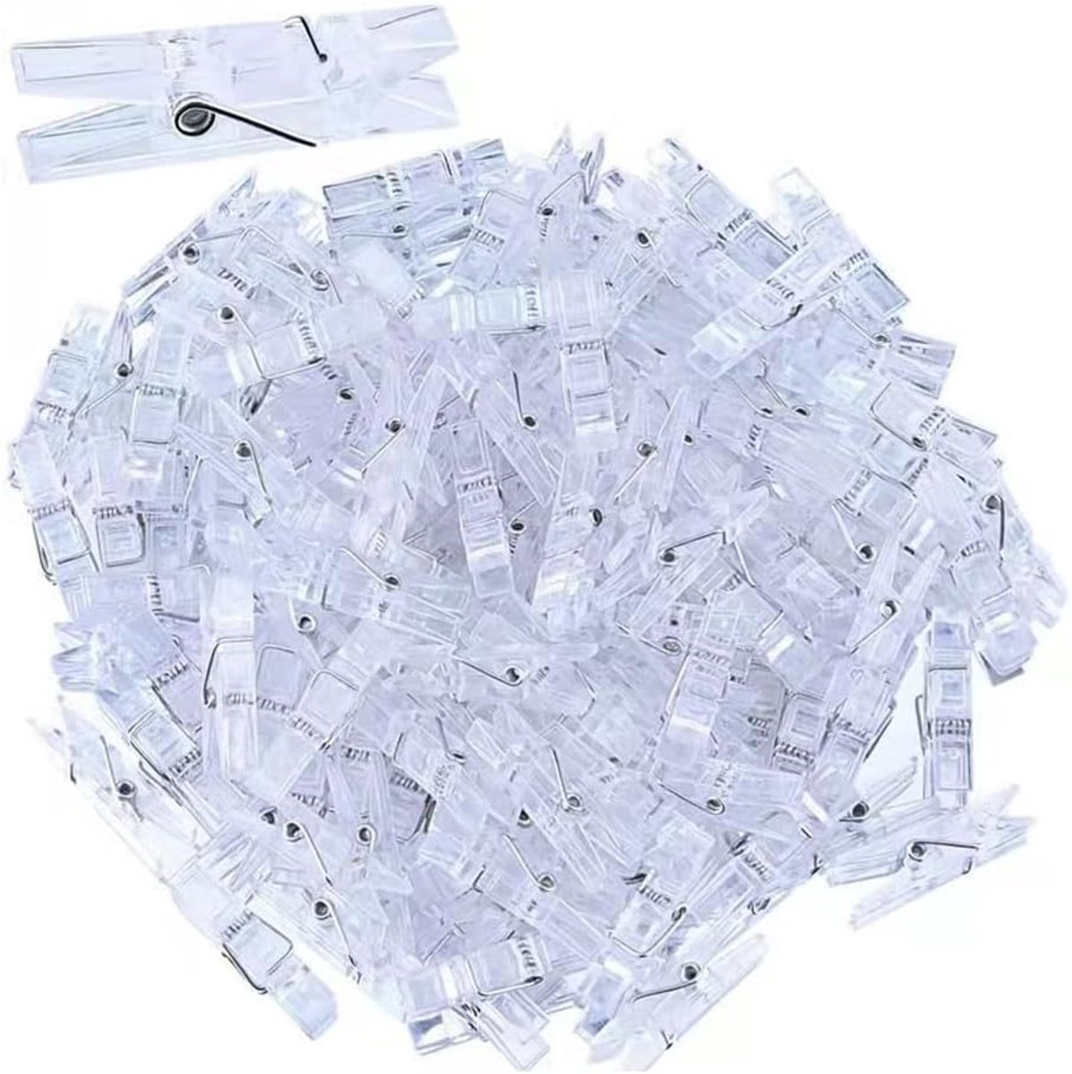 Dailygoods- Knijpers Mini 100 Stuks - Kunststof - Transparant - Wasknijpers - Fotoknijpers - Decoratie - Robuuste Klemkracht