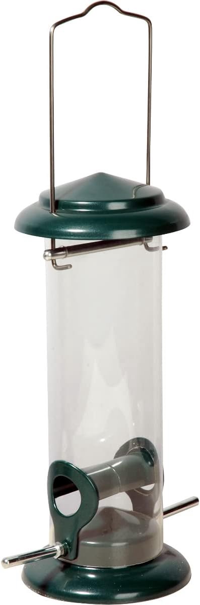 SnelShoppen - Compacte Vogelvoederzuil met Aanvliegstangen, Wildvogelvoederdispenser voor Zaden, Metalen Vogelvoederstation voor Tuin, Terras en Balko