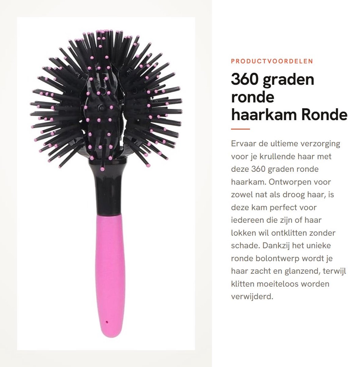 Dailygoods- Haarkam 360 Graden Ronde Bal - Antiklit - Voor Nat/Droog Haar - Stylingborstel - Hoge Temperatuurbestendigheid - Beschermt Haar - Haarborstel