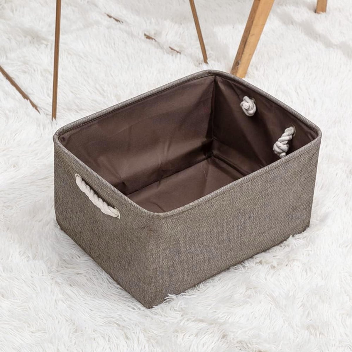Vouwbare Opbergmand voor Kleding en Speelgoed, Ideaal voor Kinderkamer en Kasten, Bruin, 31 x 21 x 13 cm