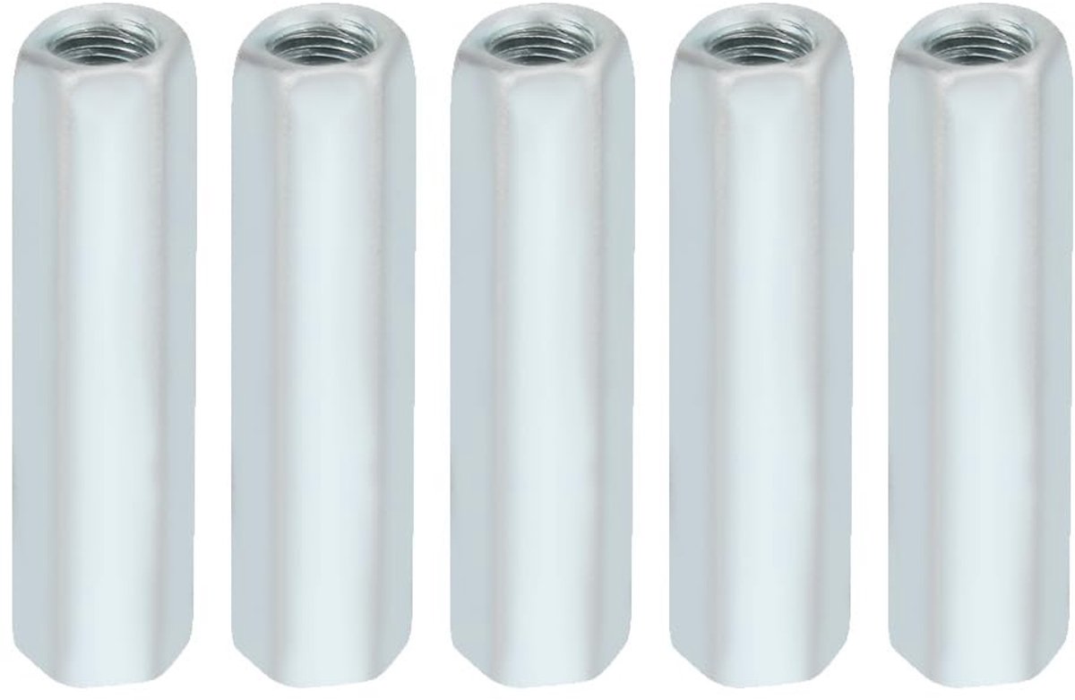 Hexagonale Sleeve Moeren - Set van 5 Stuks M6*40 Lange Stangmoeren voor Bevestiging en Montage