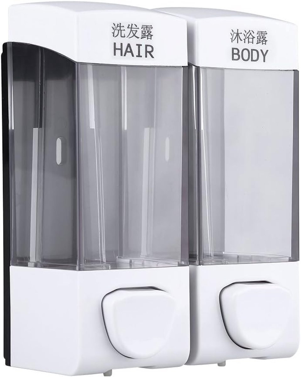 Grote 1050ml Zeepdispenser voor Badkamer en Keuken, Wandmontage Set van 3 Flacons voor Vloeibare Zeep, Shampoo en Lotion