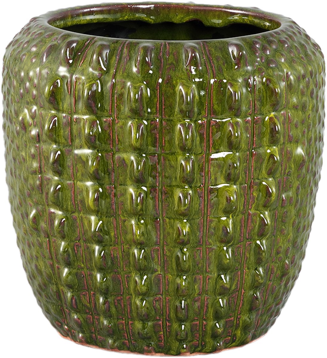 PTMD Crocco Dark Green Ceramic Round Pot Croco PatternS
