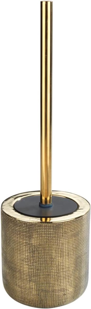SnelShoppen - WC-set Rivara, luxe keramiek toiletborstelhouder handbeschilderd, verwisselbare borstelkop Ø 8 cm, elegant design, goud, 40 cm hoog