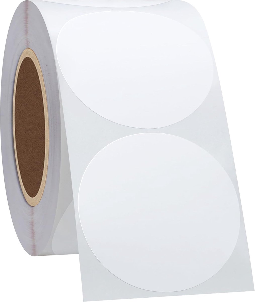 Thijox - 51 mm Ronde Thermische Stickeretiketten - Multifunctionele Zelfklevende Ronde Directe Thermische Etiketten voor Etikettenprinter - 750 Stuks