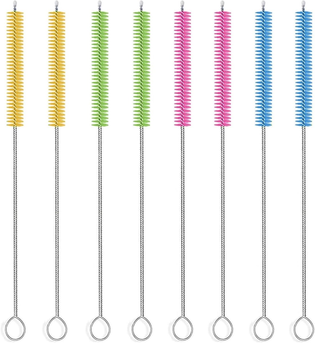 Thijox - Set met 8 Extra Lange Flessenborstels 10 mm - Nylon Borstelharen - Ideaal voor Rietjes, Theepotten, Keukenaccessoires & Milieuvriendelijk Geb