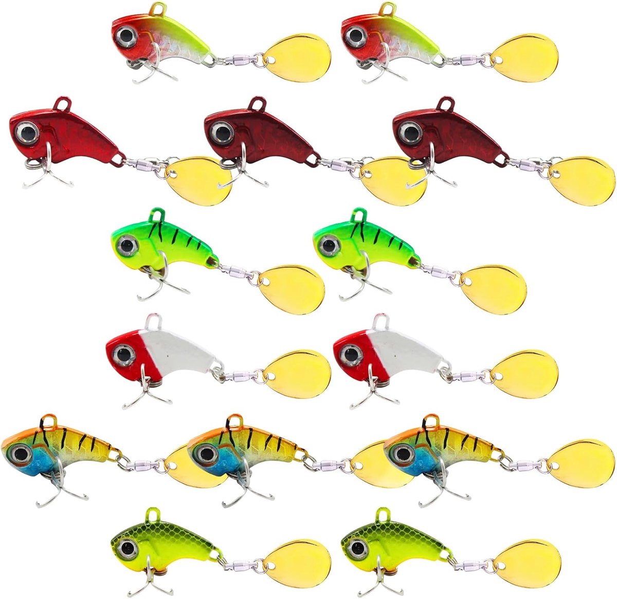 SnelShoppen - Spinnervissen Vissaaikoffertje Set van 14 Stuks - Jig Spinner Kunstaas voor Forelvissen, Baars, Snoek, Snoekbaars en Meerval - Natuurlij