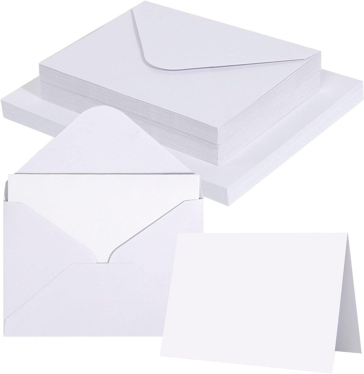 Thijox - Set van 60 Blanco Vouwkaarten en Enveloppen, Creatieve Wenskaarten voor Feestjes, Uitnodigingen en Meer, Dubbele Kaarten van Hoogwaardig Wit