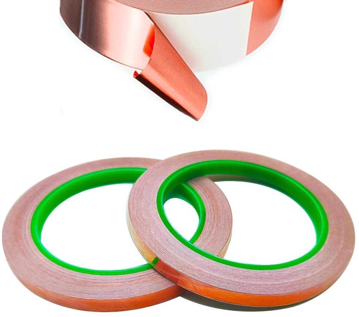 Dubbelzijdige koperen folie afschermingstape van 8 mm x 20 m voor EMI en HF afscherming, ideaal voor elektrische toepassingen en papiercircuits