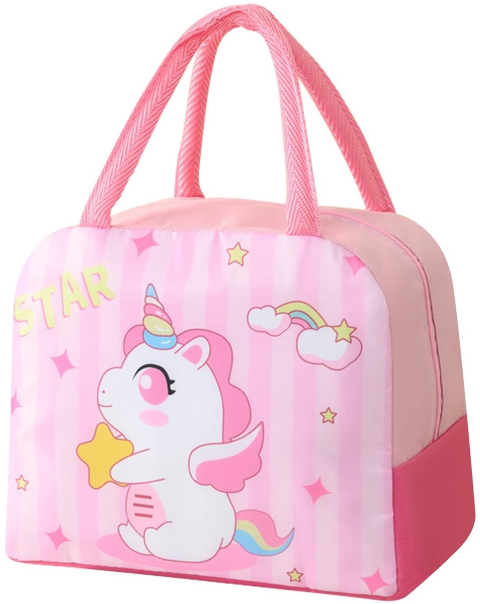 Dailygoods - Eenhoorn lunchtas, kleine koeltas voor onderweg, lunchbox, lunchtas, geïsoleerd, koeltas, opvouwbaar, cartoon lunchtas voor meisjes, voor school, picknick, lunch reizen