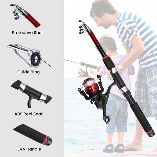 Thijox - Lichtgewicht Kindervisset Telescopische Hengel en Molencombo met Aaskoffer en Draagtas - 150CM Camouflage Visset voor Beginners en Jeugdvisse van Thijox — afbeelding 5