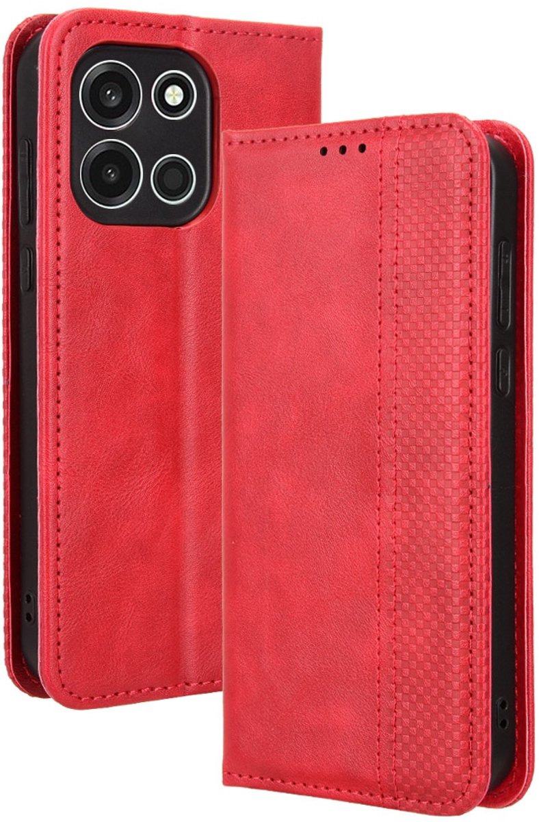 Coverup Hoesje - Geschikt voor OnePlus Nord 6 Hoesje - Coverup Vintage Style Book Case - Rood