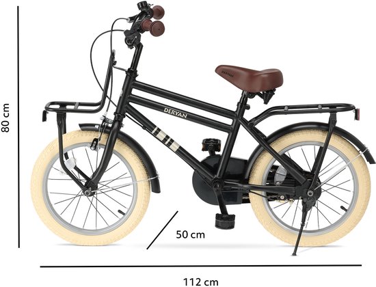 Deryan Cooper Kinderfiets 16 inch - Verstelbaar Stuur en Zadel - Zwart van Deryan — afbeelding 5