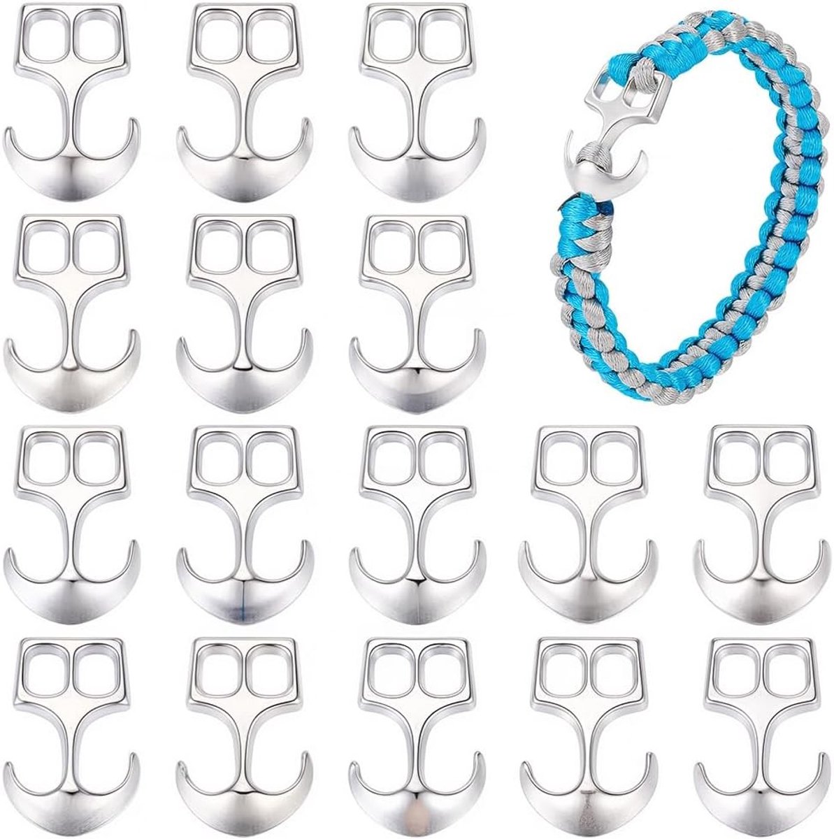 1 Doos 30Pcs Anker Armband Sluiting Zilver Twee Gat Haak Clip Connector voor Sieraden Maken DIY Ketting en Armbanden