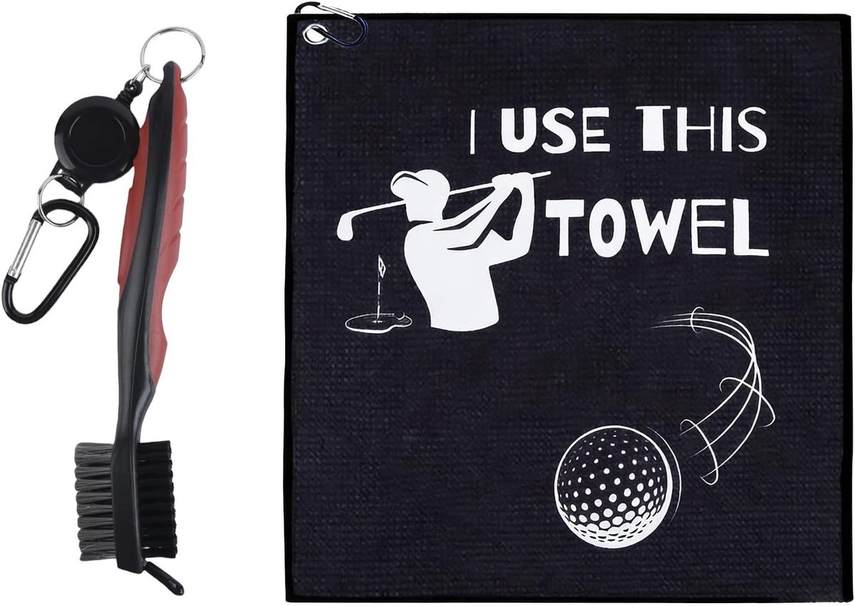 Complete Golf Club Reinigingsset met Microvezeldoek en Rekbare Carabiner - Ideaal voor Onderhoud van Golfclubs en Golfaccessoires voor Mannen