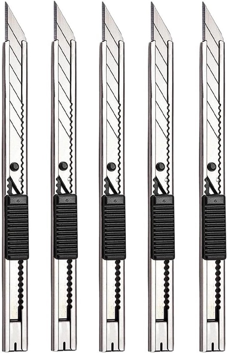 Set van 5 Snijmessen voor Links- en Rechtshandigen - 9mm Snap-off, 30 Graden, Perfect voor Folie, Tapijt en Creatieve Projecten