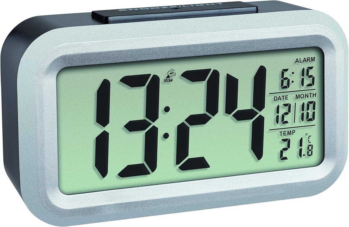 Thijox - Zendergestuurde Wekker LUMIO PLUS, Groot LCD Display, Datum & Binnentemperatuur, Wekalarm met Snooze Functie, Automatische Achtergrondverlich