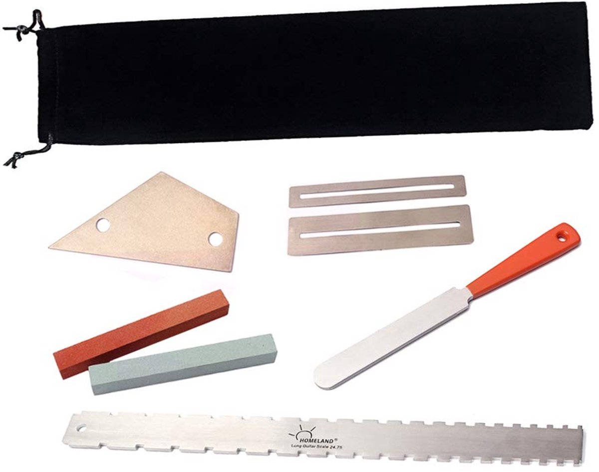 Dailygoods - Gitaar Reparatie Tool Set - Gitaar Fret Kronen - 7 Gereedschap - Perfect voor Gitaaronderhoud - Inclusief Slijpstenen - Geschikt voor...