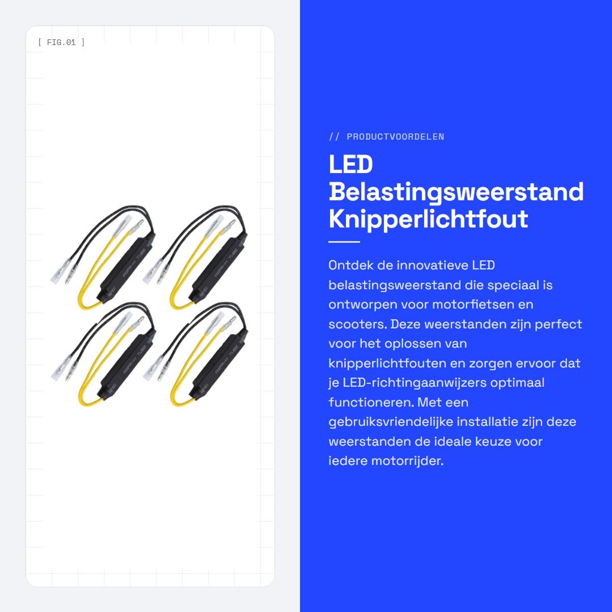 Dailygoods - LED Belastingsweerstand - Knipperlichtfout Fix - Zwart en geel - Motorfiets Accessoires - 4 Stuks - Geschikt voor Motor en Scooter - Kuns...