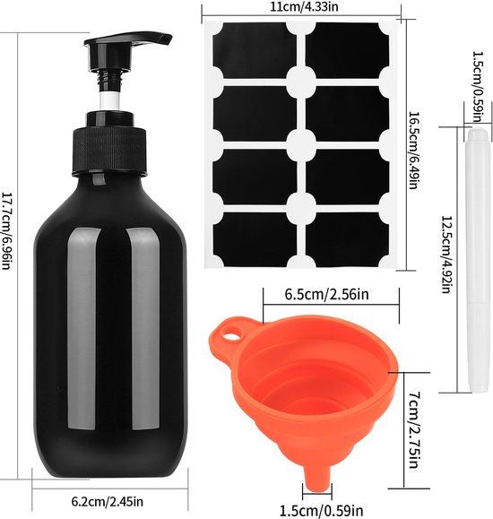 Dailygoods- Shampooflessen navulbaar 300 ml - Set van 4 - Zeepdispenserflessen - Lotionpomp - Antislip schroefdraad - Duurzaam PET materiaal - Dispenserflessen van Dailygoods — afbeelding 4